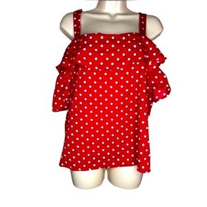 Red polka dot blouse